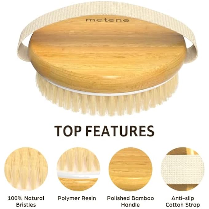 Metene 2 Pack Dry Body Brush, Shower Brush Wet and Dry Brushing, Dry brush for Cellulite and Lymphatic, Body Scrubber with Soft and Stiff Bristles, Suitable for All Kinds of Skin - Image 2